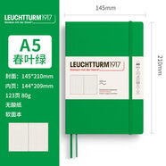 山頭林村燈塔EUCHTTURM1917硬面綁帶筆記本05色商務(wù)辦公無(wú)酸紙A5 春葉綠軟封皮點(diǎn)陣A505年色