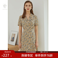 范思藍恩正式氣質(zhì)通勤連衣裙女夏季收腰顯瘦面試西裝裙 油畫(huà)黃 L