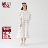 MUJI女式 法蘭絨抽褶連衣裙 美拉德純棉起毛寬松長(cháng)裙子秋冬 BC08CC3A 原色格紋 L 165/88A