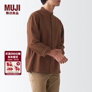 MUJI男式 法蘭絨立領(lǐng)襯衫 長(cháng)袖休閑百搭襯衣男士外套純棉全棉ACA75C1A 磚紅色 XXL （185/112A）