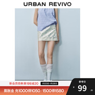 UR2025夏季新款女裝田園休閑風(fēng)花卉印花超短款半裙UYU550058 淺藍色印花 (偏短有內襯) XS