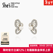 She's茜子巴洛克珍珠耳夾無(wú)耳洞耳飾高級感蝴蝶耳環(huán)精致耳釘新年禮物女 耳釘款K1