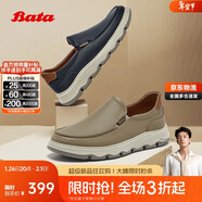 拔佳樂(lè )福鞋男2025春休閑透氣牛皮厚底一腳蹬G6850AM5 深藍 41