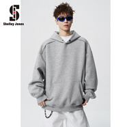 雪萊瓊斯美式高街衛衣男士春秋季新款寬松潮牌高端休閑長(cháng)袖連帽上衣服男裝 淺灰色 M [建議90-110斤]