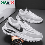 卡帝樂(lè )鱷魚(yú)男鞋夏季網(wǎng)面透氣鞋子男厚底老爹鞋男士休閑運動(dòng)鞋 0995X 白灰 39