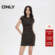 ONLY2025秋季新款金屬裝飾收腰捏褶短裙T恤裙連衣裙女|125161021 E09土質(zhì)棕色 S