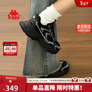 卡帕（Kappa）女鞋冬季運動(dòng)鞋子女款厚底增高老爹鞋休閑跑步鞋女 黑色 35
