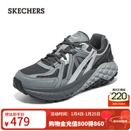 斯凱奇（Skechers）男子復古戶(hù)外鞋輕質(zhì)緩震舒適厚底增高軟底老爹鞋 木炭色/灰色/CCGY 41