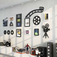 語(yǔ)森憶電影院裝飾畫(huà)影視相框組合掛墻場(chǎng)記板照片墻畫(huà)框 J款33件整套尺寸405x112cm 整套 +安裝配件