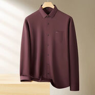 大依優(yōu)型大碼男裝春季polo衫長(cháng)袖T恤純色商務(wù)休閑加肥加大碼上衣 酒紅色 3XL 【120cm】