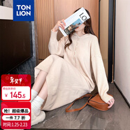 唐獅（TonLion）2024連衣裙女款韓版溫柔淑女風(fēng)針織連帽長(cháng)裙ins潮 杏仁白 S 