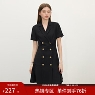 范思藍恩正式氣質(zhì)通勤連衣裙女夏季收腰顯瘦面試西裝裙 黑色 L