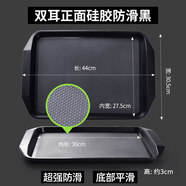 簡(jiǎn)本（JanBen）10個(gè)裝塑料托 托盤(pán)長(cháng)方形快餐上菜商用飯廳專(zhuān)用防滑托 托盤(pán)端菜漢 大號黑色*10矽膠防滑力薦-超防滑