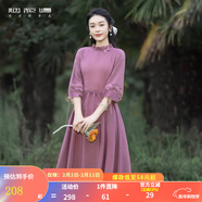 煙花燙新中式收腰顯瘦連衣裙2026年春裝新款優(yōu)雅復古宮廷風(fēng)裙子ZG 如冰 棗紅色 S