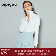 皮皮狗100%山羊絨 高領(lǐng)打底衫基礎新款純色針織上衣內搭毛衣女士秋季 101本白 XL /110