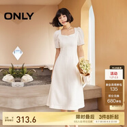 ONLY 2025春季氣質(zhì)復古方領(lǐng)泡泡袖中長(cháng)款連衣裙女|125107026