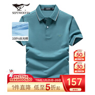 七匹狼短袖T恤男夏季涼感短T翻領(lǐng)POLO打底衫男裝冰絲光棉透氣冰爽上衣 111(湖藍)-6775款 3XL 185/100A