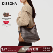 DISSONA迪桑娜女包幸運錦囊hobo包老花包單肩手提包情侶通勤【新年禮物】 棕色-大號（肩帶可調節）