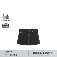 WE11DONE禮遇季女士經(jīng)典休閑時(shí)尚棉料低腰迷你水洗牛仔短裙 黑色 S