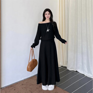 ADTNM早秋季韓系感長(cháng)裙穿搭半身裙子初秋裝搭配一整套裝女2026 黑色【面料】 M (建議95-105體重)