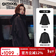 OUTDOOR PRODUCTS【黃亦玫同款】三合一沖鋒衣女羽絨內膽秋冬防風(fēng)夾克外套 經(jīng)典黑