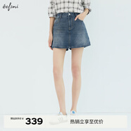 伊芙麗（eifini）伊芙麗薄款牛仔布復古設計感裙褲式牛仔短褲女2025夏裝新款 深藍 M