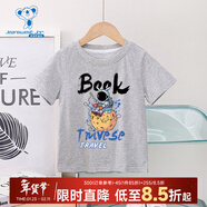 真維斯男童上衣2025夏季新款潮酷印花套頭衫中大童純棉短袖T恤GD 深花灰2090 110 cm