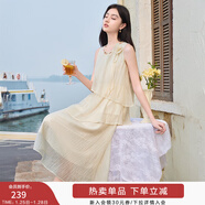 香影藍色海邊連衣裙女無(wú)袖2025夏裝新款不規則荷葉邊航海系沙灘裙 鷺白 XL 170/92A/125-140斤