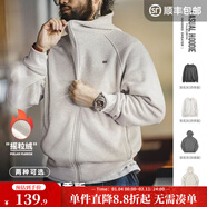 馬登工裝美式休閑搖粒絨連帽衛衣男春季重磅加絨運動(dòng)外套男士開(kāi)衫上衣 雪花灰 加絨 【厚衣服/拉鏈衛衣/男士冬季內搭】 L