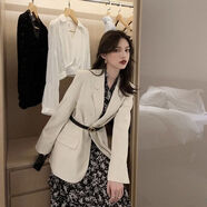 小紅書(shū)爆品歐洲站春款女裝2025年新款御姐輕熟風(fēng)長(cháng)袖碎花連衣裙子 米白色 S