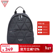 GUESS時(shí)尚百搭女士雙肩包通勤休閑書(shū)包粉色背包簡(jiǎn)約精致印花旅行包 黑色小背包