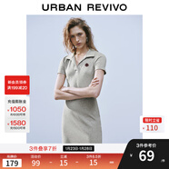 UR2025夏季新款女學(xué)院風(fēng)立體裝飾Polo領(lǐng)短袖連衣裙UYY750050 花灰 XS