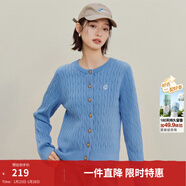 茵曼（INMAN）章若楠同款復古老錢(qián)風(fēng)女裝開(kāi)衫毛衣2026春季新品通勤感針織衫 碧海藍 S