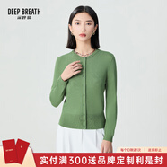 深呼吸DEEP BREATH女裝簡(jiǎn)約百搭薄款圓領(lǐng)長(cháng)袖冰絲針織開(kāi)衫女A400473 深藤綠 M (3)