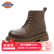 Dickies馬丁靴男靴2025秋冬季百搭情侶靴子男女潮流厚底增高鞋黑色工裝靴 深棕色 39 【偏大一碼，適合運動(dòng)鞋40】