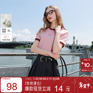 三彩2025秋季新款純棉T恤字母印花圓領(lǐng)正肩短袖Z