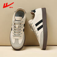 回力（Warrior）男鞋春季透氣休閑運動(dòng)鞋子男士復古板鞋德訓阿甘鞋 0053 米黑 40