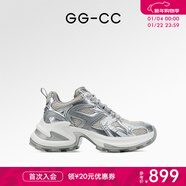 GG-CC【硬核實(shí)力派】2024年潮酷百搭老爹鞋女厚底休閑運動(dòng)鞋子G24U2117 銀色 皮面 40