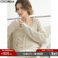 COCOBELLA萊賽爾氣質(zhì)針織衫女系帶通勤外套紙片人舒適開(kāi)衫MZ3169 薏仁色針織衫MZ3169 L
