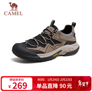 駱駝（CAMEL）踏山男士戶(hù)外登山復古網(wǎng)面休閑低幫徒步鞋 G14S342046 棕/黑 39