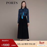 PORTS女裝秋冬新款時(shí)尚優(yōu)雅簡(jiǎn)約闊腿褲LM9P074NWF061 丈青 2