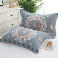 中掌柜純棉枕巾加厚全棉紗布情侶枕頭巾一對裝成人加大四季單人枕芯蓋巾 [升級綁帶款]歡樂(lè )格綠枕巾1對