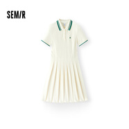 森馬（Semir）連衣裙女夏季撞色polo領(lǐng)短裙字母運動(dòng)風(fēng)學(xué)院風(fēng)百褶裙101325114051