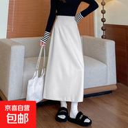 黑色羊毛呢半身裙女春秋2025新款長(cháng)裙直筒氣質(zhì)秋冬針織a字包臀裙 杏色 M