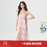 茵曼（INMAN）薄荷曼波度假風(fēng)碎花吊帶背心裙夏季氣質(zhì)浪漫壓褶松弛感連衣裙子 芭比粉 M