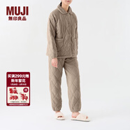 MUJI女式 絎縫 家居睡衣套裝 家居服秋冬季款 保暖三層 BB2ORA3A 灰棕色 S/M上裝160/84A,下裝160/66A