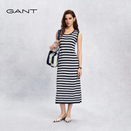 GANT/甘特26春夏女士清爽鉤花鏤空休閑度假風(fēng)連衣裙條紋無(wú)袖長(cháng)裙 409-藏藍白條 M