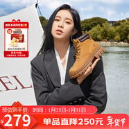 駱駝（CAMEL）大黃靴女都市戶(hù)外四季可穿系帶工裝靴馬丁靴 L23W307016 黃棕 39