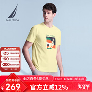 諾帝卡（NAUTICA）【商場(chǎng)同款】男裝24夏季多彩logo鏤空印花抑菌短袖T恤男TM4204 明黃色7CY S