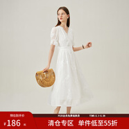 范思藍恩白色繡花刺繡連衣裙女夏季2024新款茶歇法式仙女裙12397 白色 XS